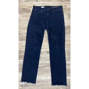 Gap 1969 Slim Straight Womens Jeans Raw Hem Dark Wash Sz 28r